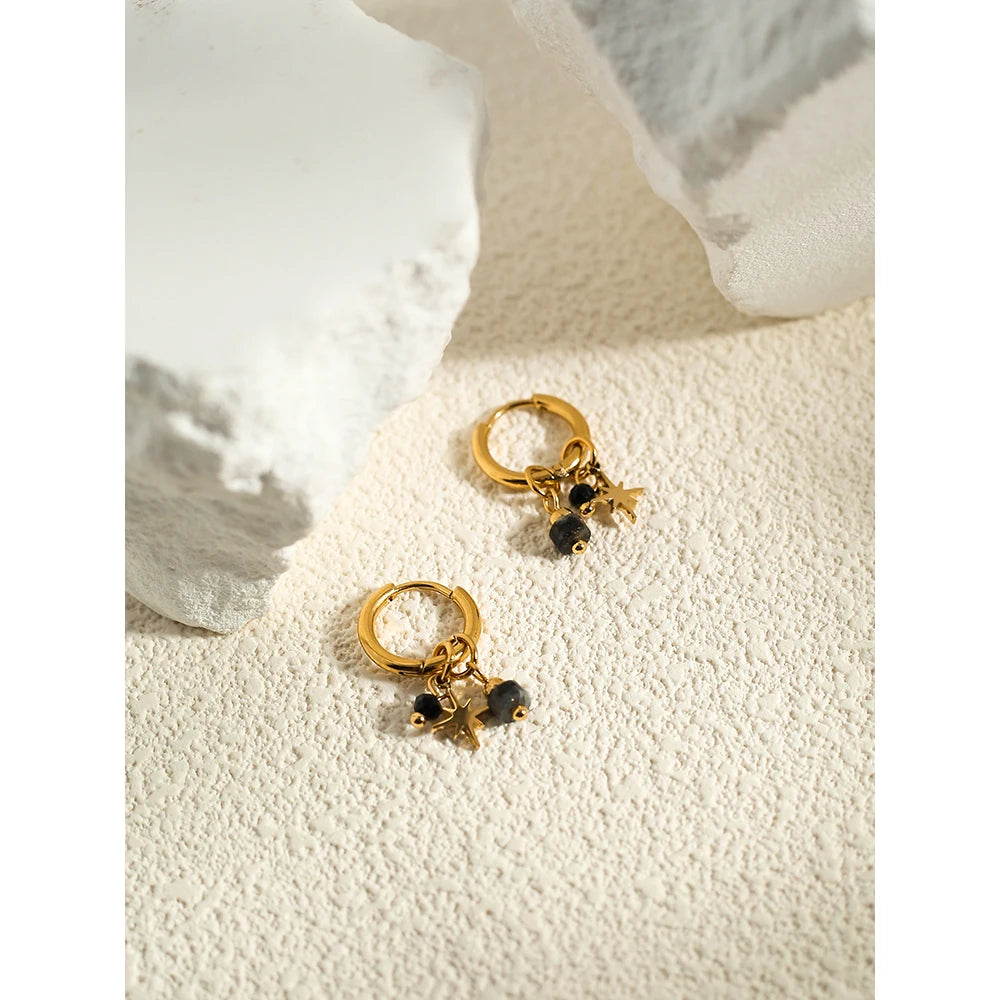18K Gold Plated Hoop Earrings With Charms 18K Gold Plated Hoop Earrings With Charms